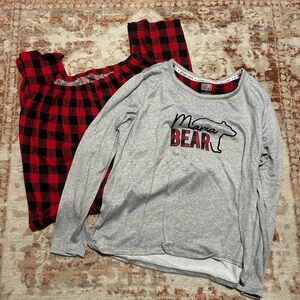 Women's Mama Bear Pajama Set - Black and Red